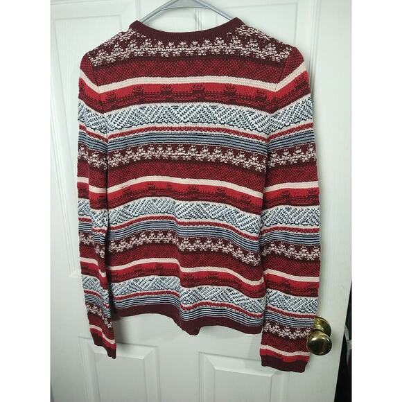 Loft Woman S Cardigan Fair Isle Pocket Front Zip Long Sleeve Cabin Core - Picture 9 of 9